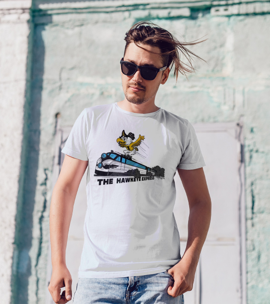 Iowa Hawkeyes The Hawkeye Express Train With Flying Mascot T-Shirt