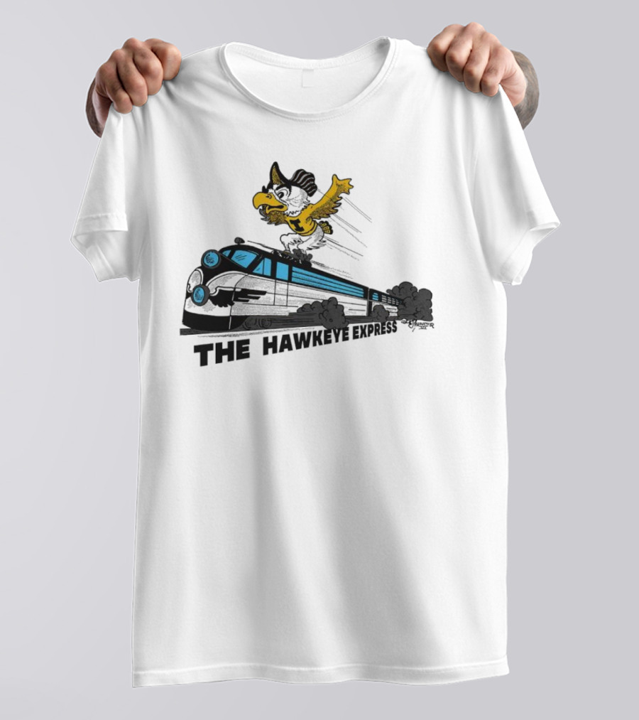 Iowa Hawkeyes The Hawkeye Express Train With Flying Mascot T-Shirt