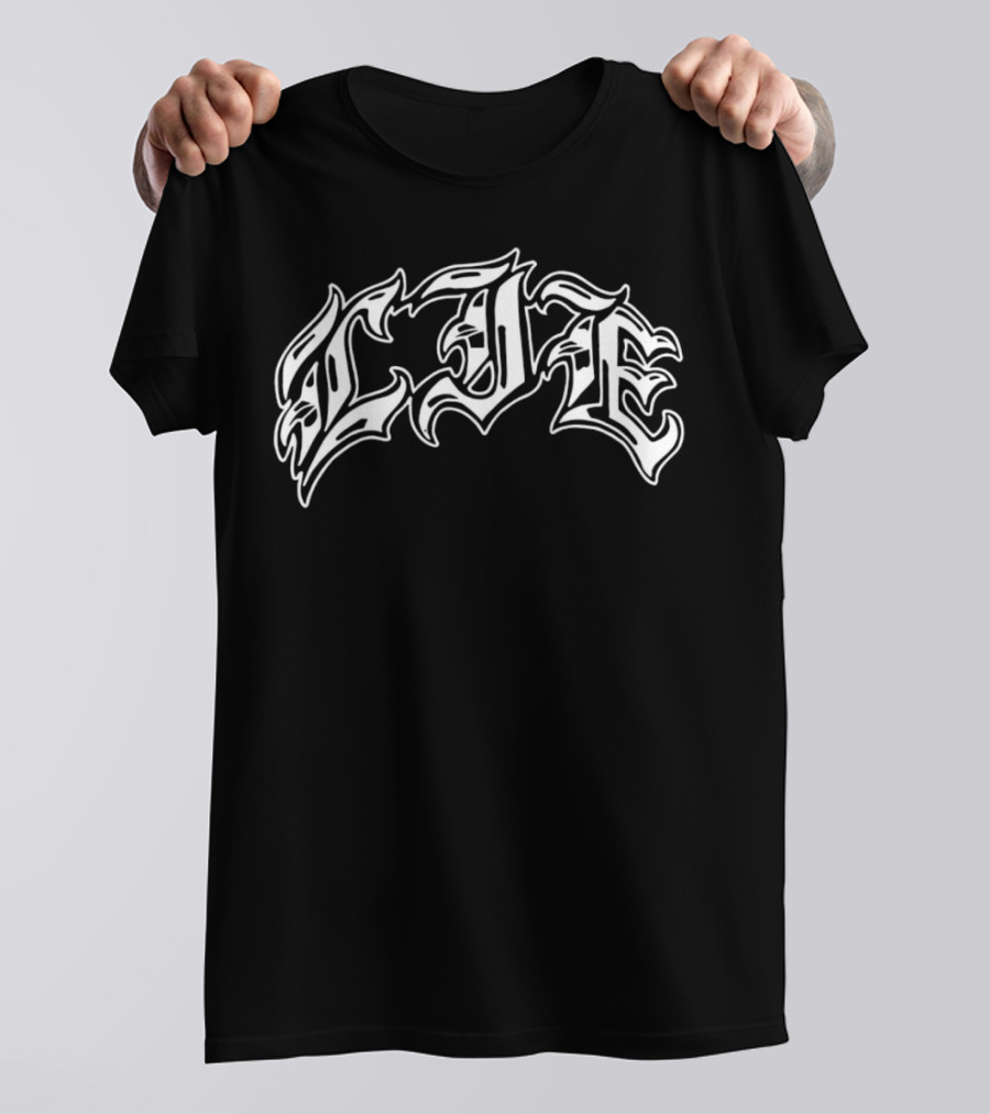 LIE Latinos Run Hardcore Gothic Styled Text T-Shirt