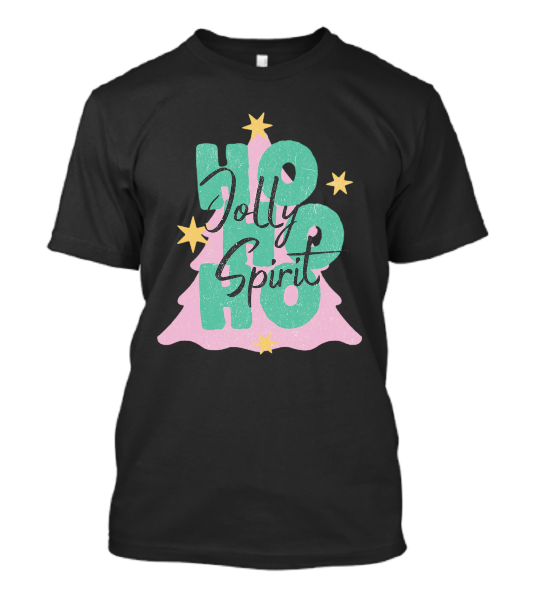 HO HO HO Jolly Spirit Christmas Tree Stars T-Shirt
