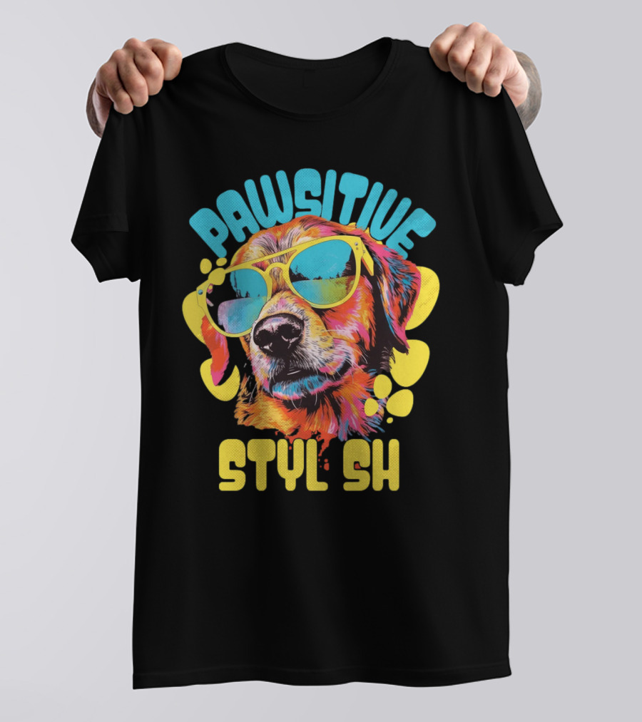 Pawsitive Styl Sh Sunglasses Retro Dog T-Shirt