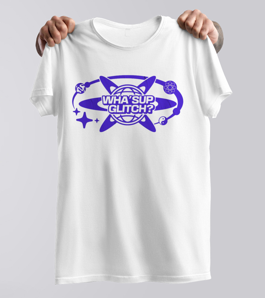 WHA'SUP GLITCH YNOT2K Retro Tech Atomic Globe T-Shirt