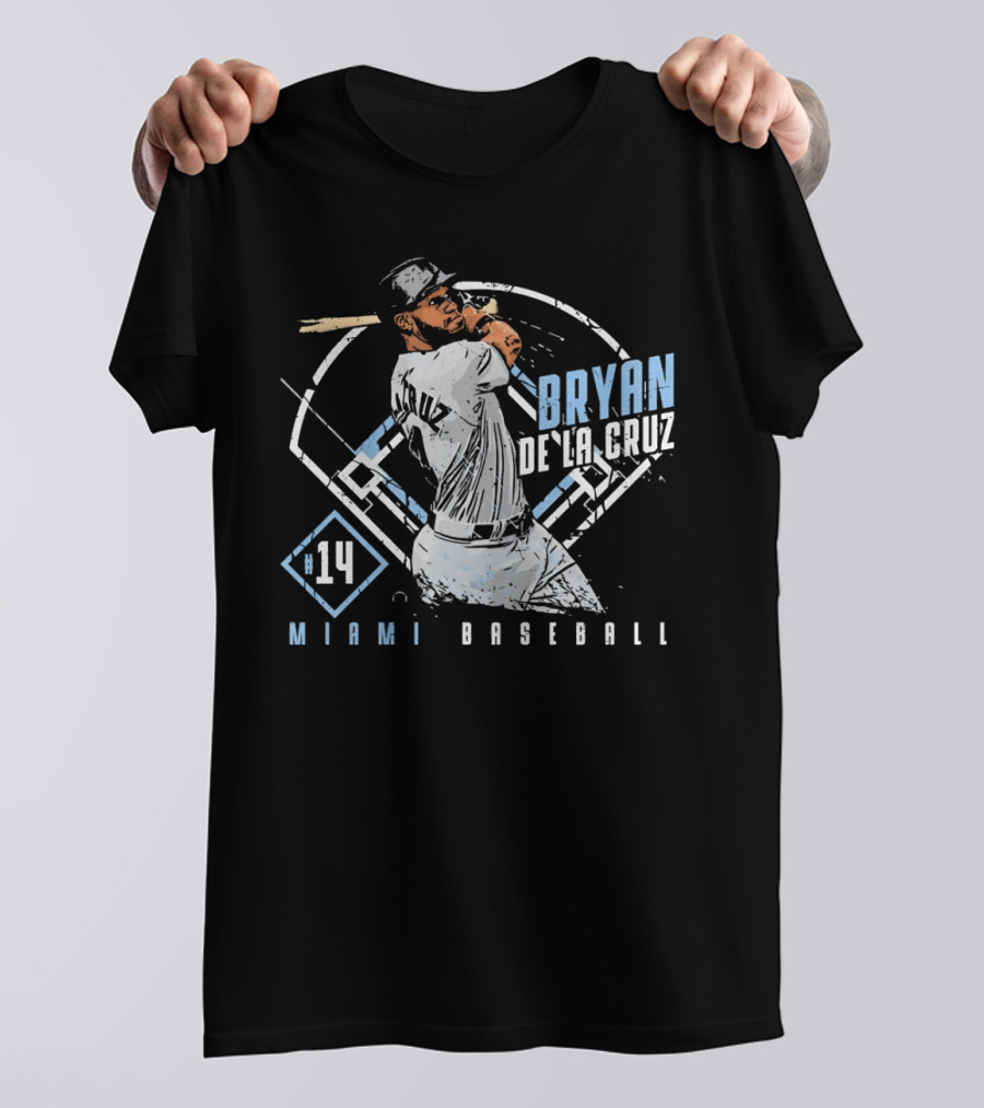 Bryan De La Cruz Miami Baseball #14 Cartoon T-Shirt