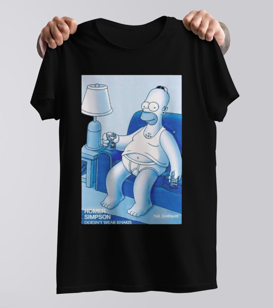 Homer Simpson Relaxing At Home With Drink And Remote Control T-Shirt