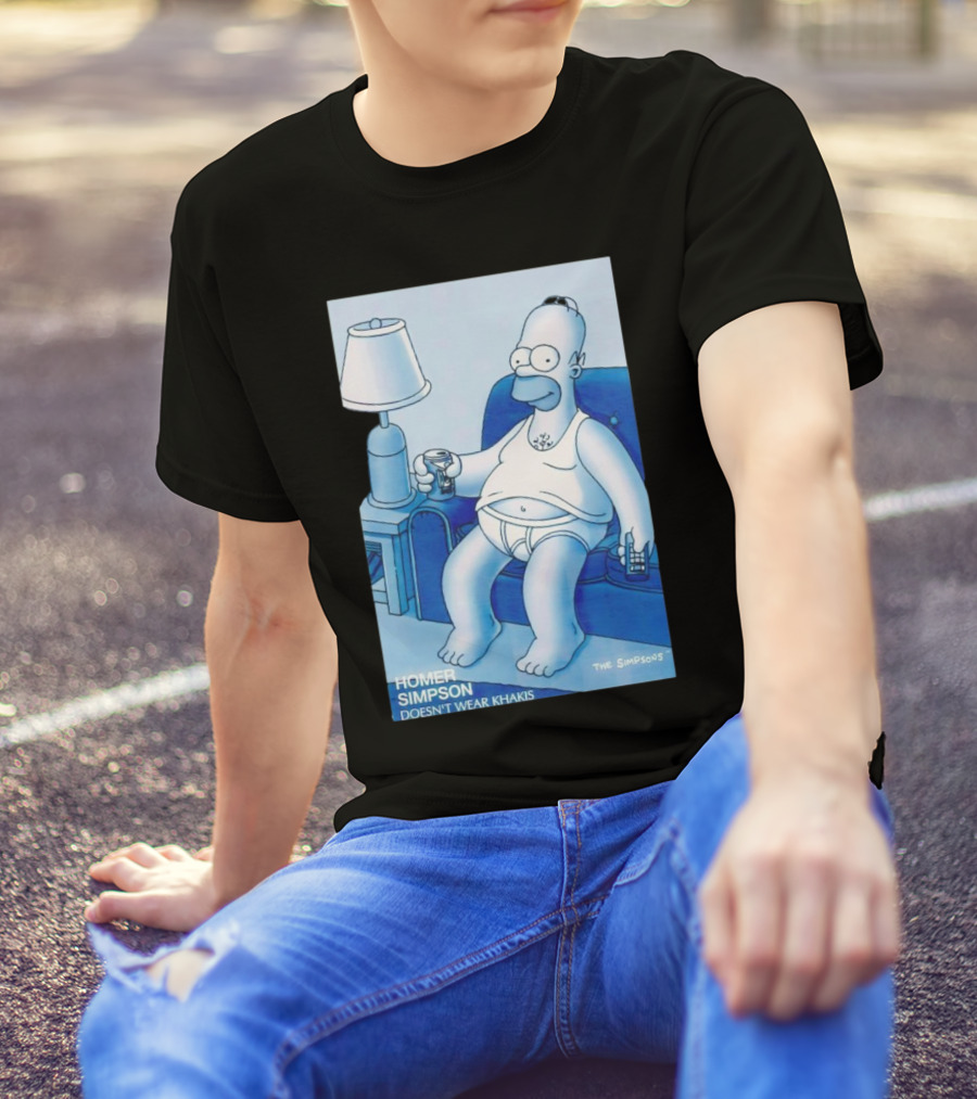 Homer Simpson Relaxing At Home With Drink And Remote Control T-Shirt