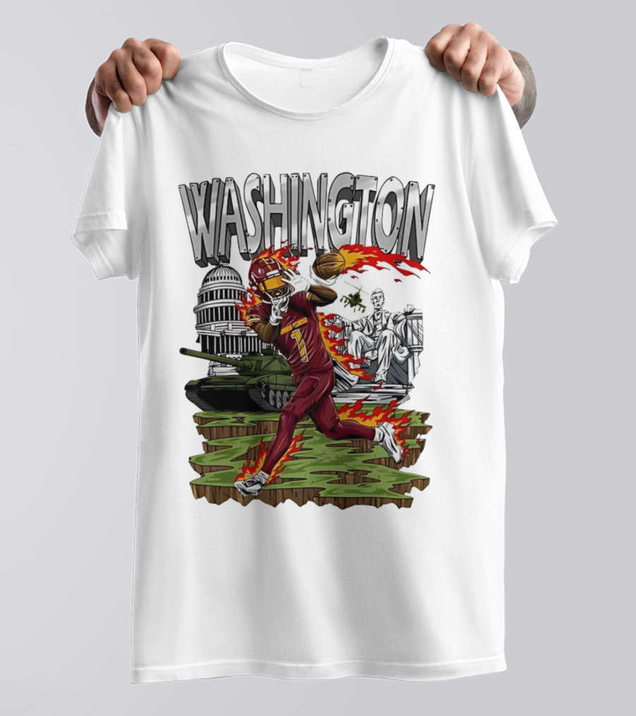 Washington Commanders Jahan Dotson Football Cartoon Capitol Tank Lincoln Fire T-Shirt