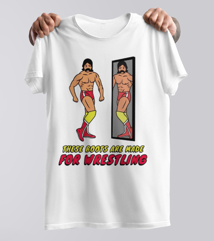 These Boots Are Made For Wrestling Reflective Wrestler Mirror Image T-Shirt