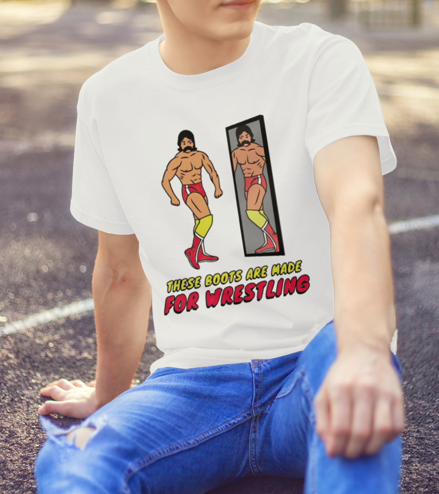 These Boots Are Made For Wrestling Reflective Wrestler Mirror Image T-Shirt