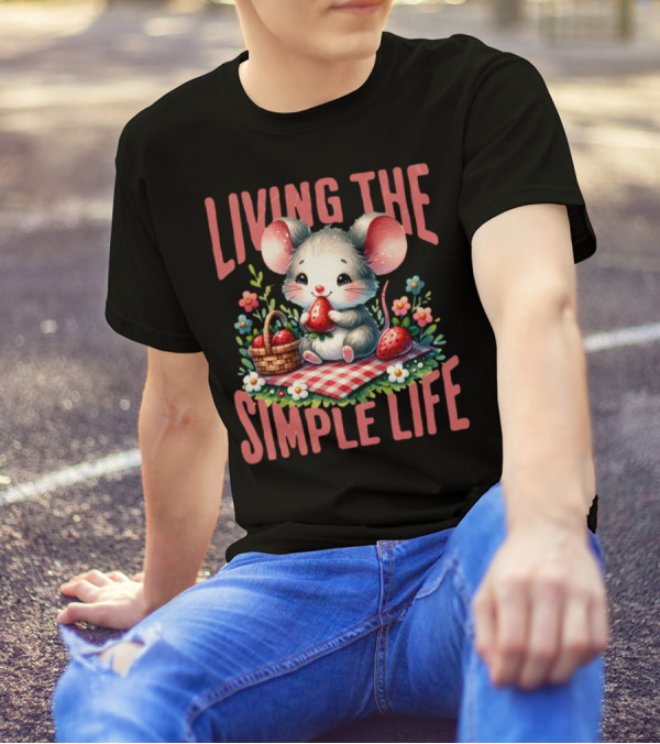 Living The Simple Life Cottagecore Picnic Mouse T-Shirt