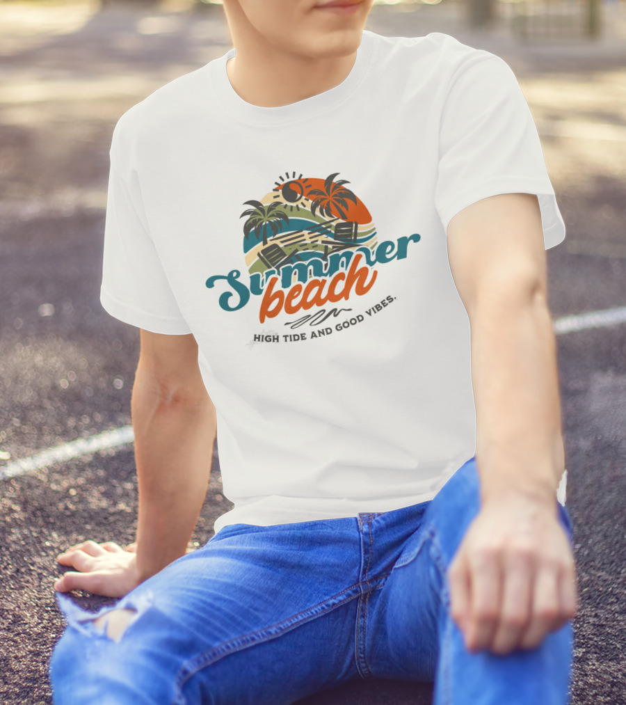 Summer Beach High Tide And Good Vibes T-Shirt