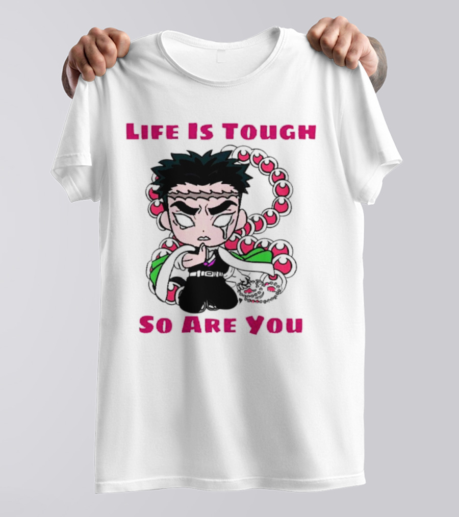 Life Is Tough So Are You Anime Character With Beads And Green Accents T-Shirt