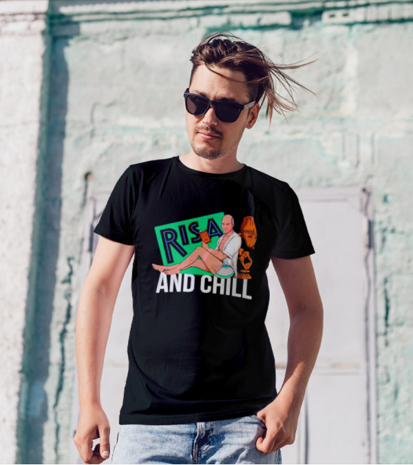 Risa And Chill Star Trek Parody Patrick Stewart Tropical Vacation Relaxation T-Shirt