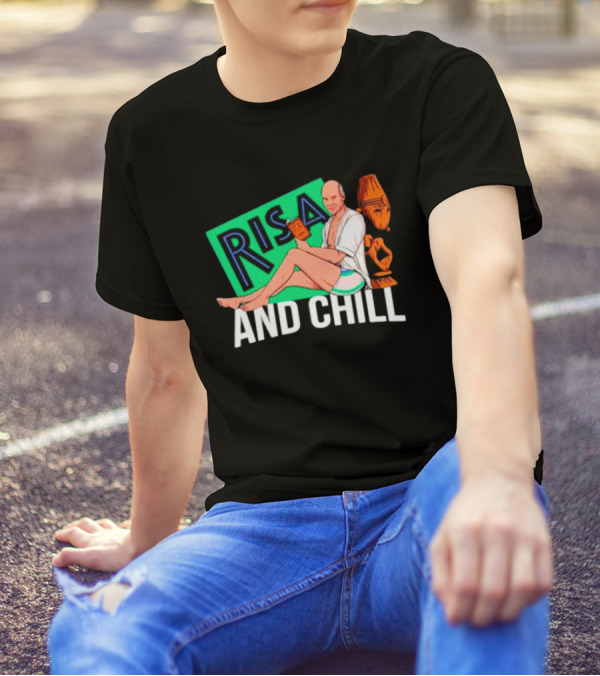 Risa And Chill Star Trek Parody Patrick Stewart Tropical Vacation Relaxation T-Shirt