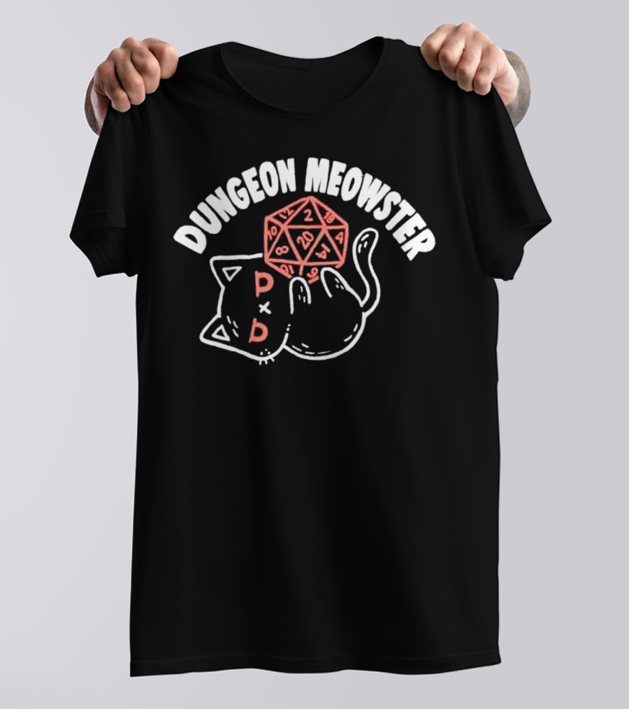 Dungeon Meowster Cat With D20 Die T-Shirt