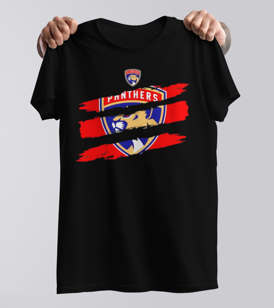 Florida Panthers Scratch Red Emblem T-Shirt