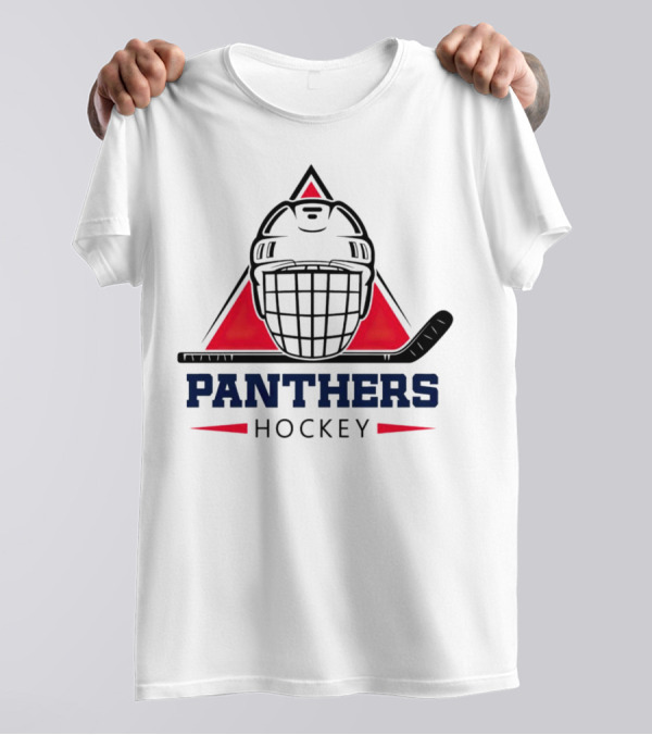 Panthers Hockey Helmet Triangle Background Ice Hockey Stick T-Shirt