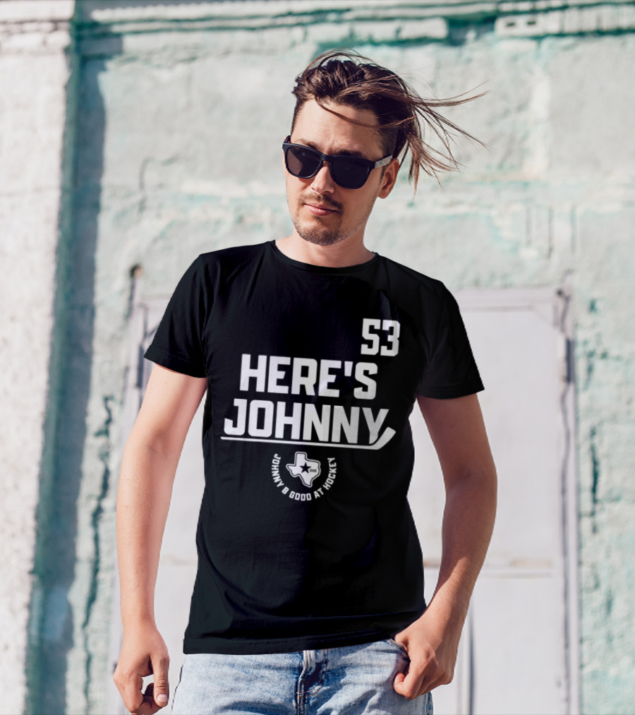 53 Here's Johnny B Good At Hockey Texas Star T-Shirt