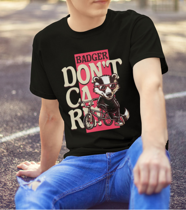 Badger Don't Care Cool Shades Bicycle Attitude T-Shirt
