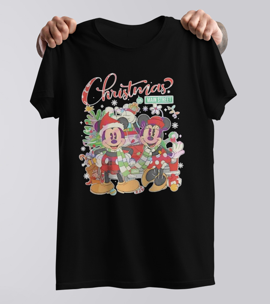 Christmas On Main Street With Mickey And Minnie T-Shirt