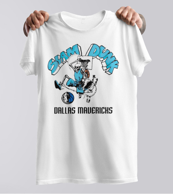 Dallas Mavericks Slam Dunk Skeleton Basketball T-Shirt