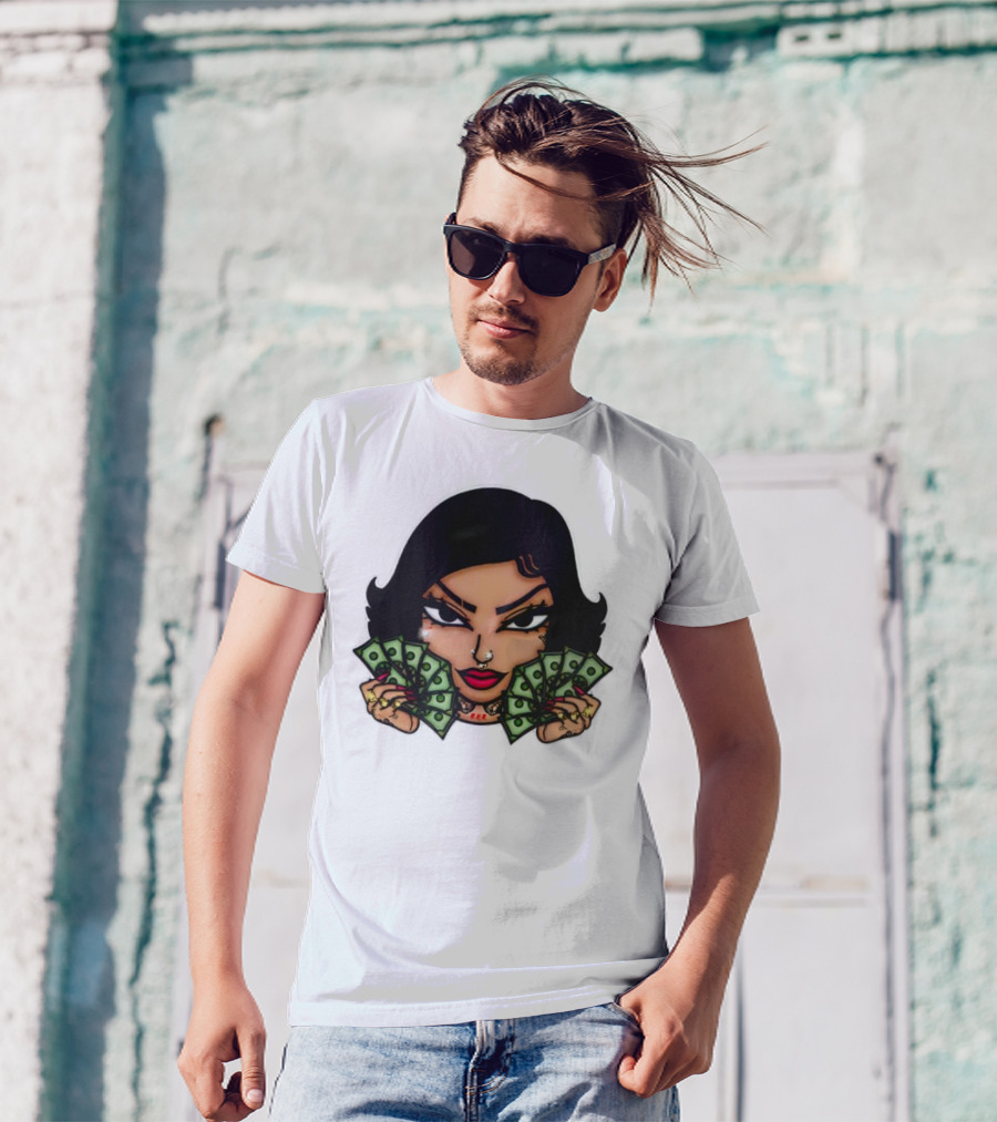 Mialani Aurora Holding Dollar Bills Cartoon T-Shirt