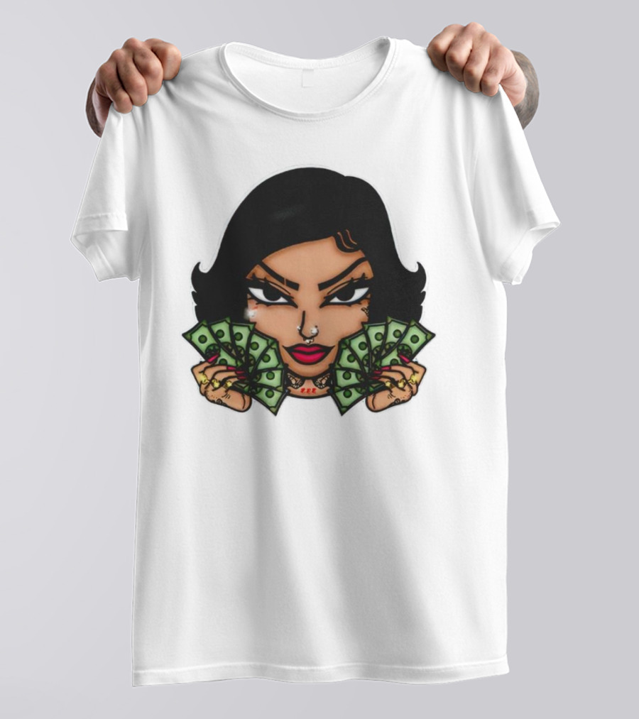 Mialani Aurora Holding Dollar Bills Cartoon T-Shirt