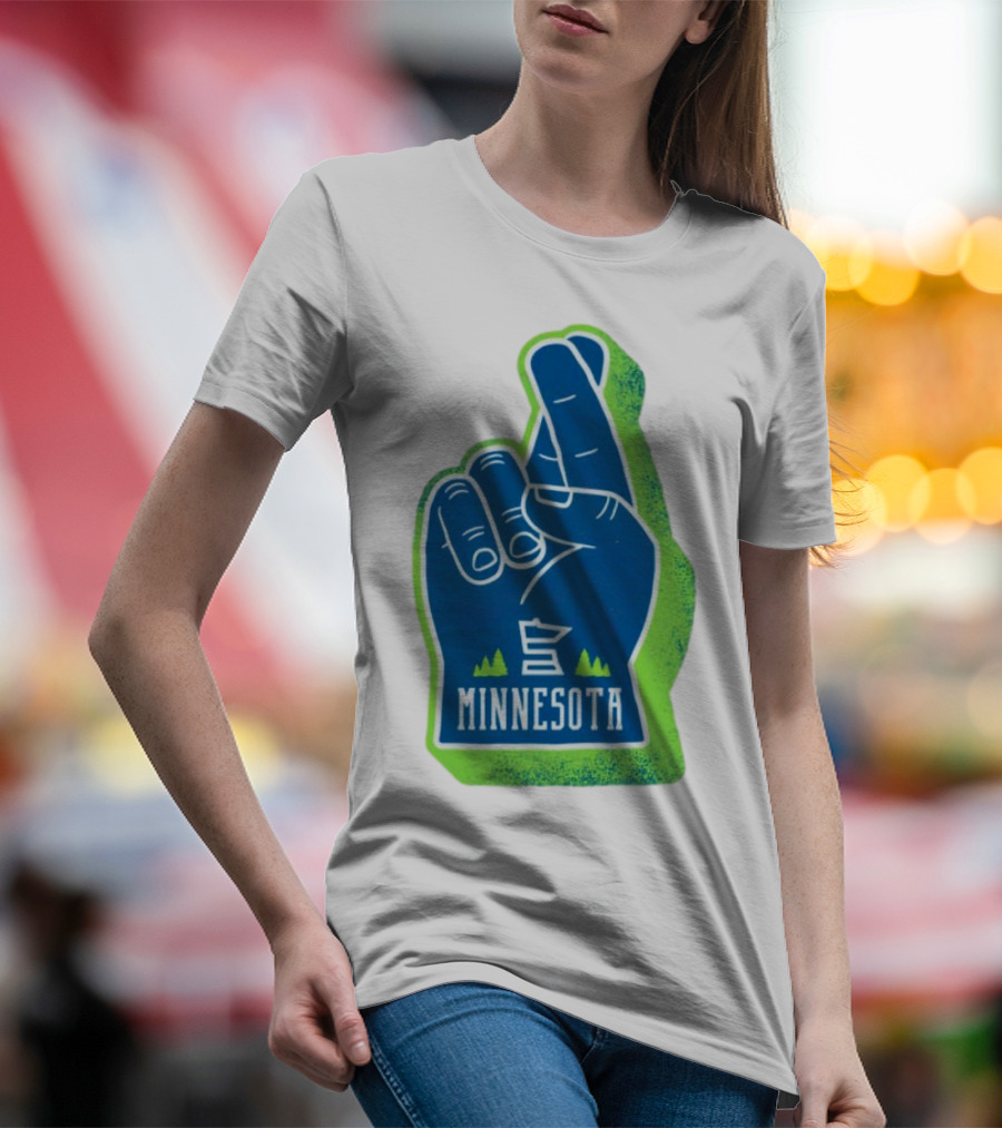 Minnesota Timberwolves Fingers Crossing Foam Hand T-Shirt