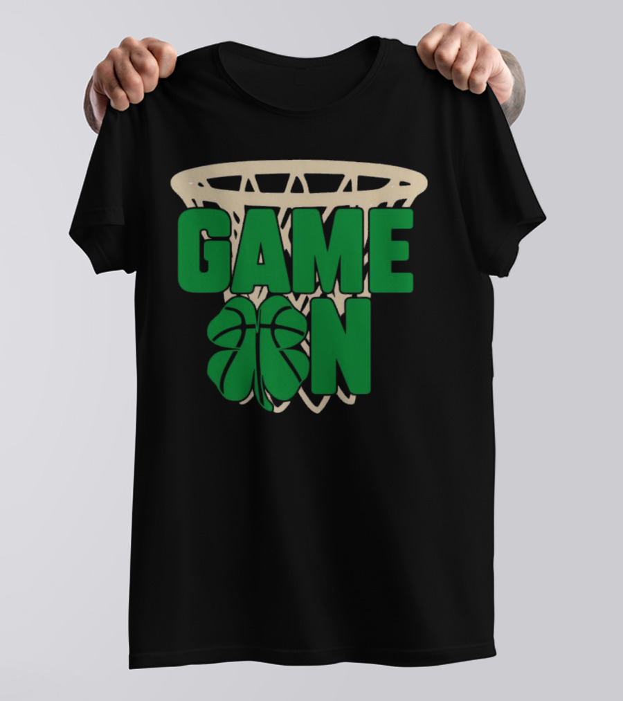 Boston Celtics Game On Basketball Net Clover T-Shirt