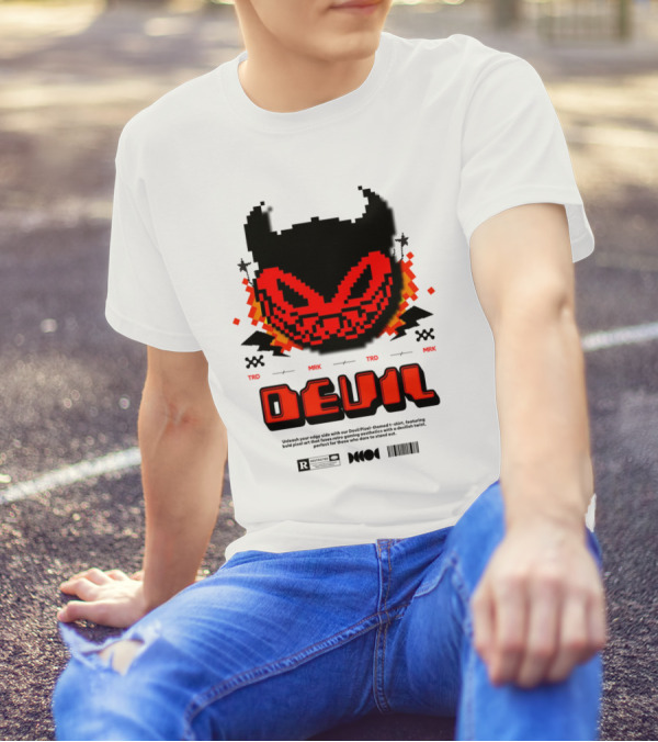 DEVIL PIXELS TRD MRK RETRO PIXEL ART FACE T-Shirt