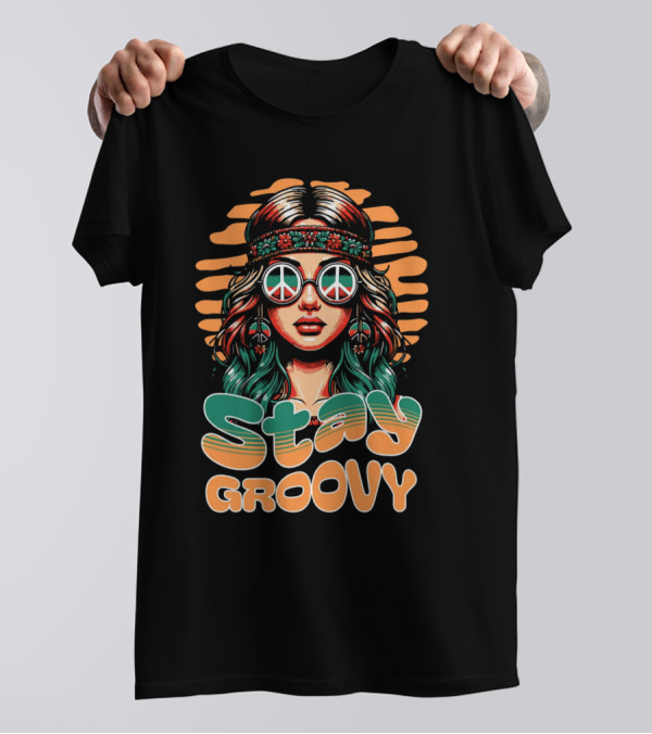 Stay Groovy Retro Hippie Peace Sign Glasses T-Shirt