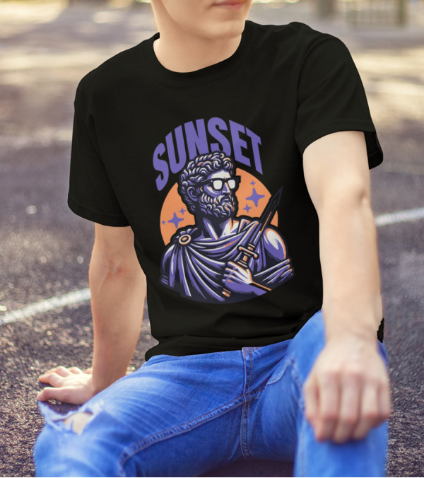 SUNSET Greek Statue With Sunglasses And Sword T-Shirt