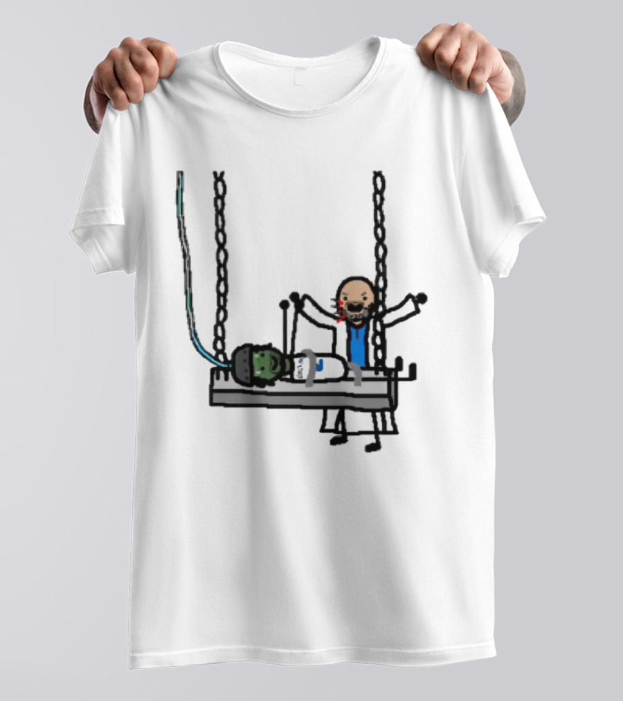 Dereck Its A Live-Ly Frankenstein Doctor With Green Zombie On Medical Table T-Shirt
