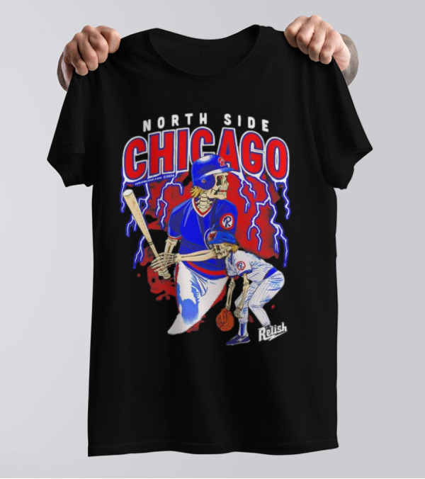North Side Chicago Baseball Skeleton Relish T-Shirt
