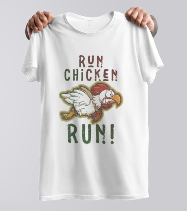 Run Chicken Run Chicken Running With Wings Outstretched T-Shirt