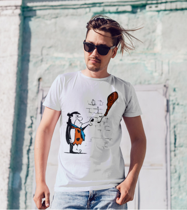 Fred Flintstone Balloon Meat Banksy Mashup T-Shirt
