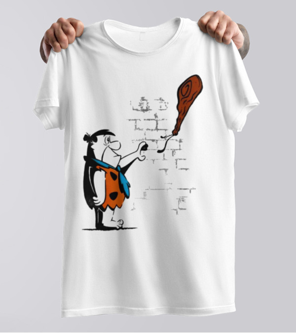 Fred Flintstone Balloon Meat Banksy Mashup T-Shirt