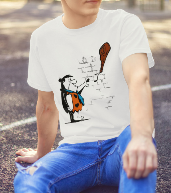 Fred Flintstone Balloon Meat Banksy Mashup T-Shirt
