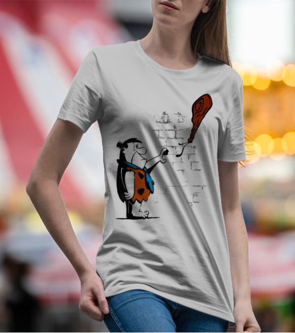Fred Flintstone Balloon Meat Banksy Mashup T-Shirt