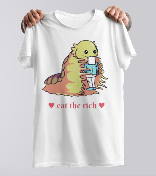 Heart Eat The Rich Space Slug Hugging Person T-Shirt