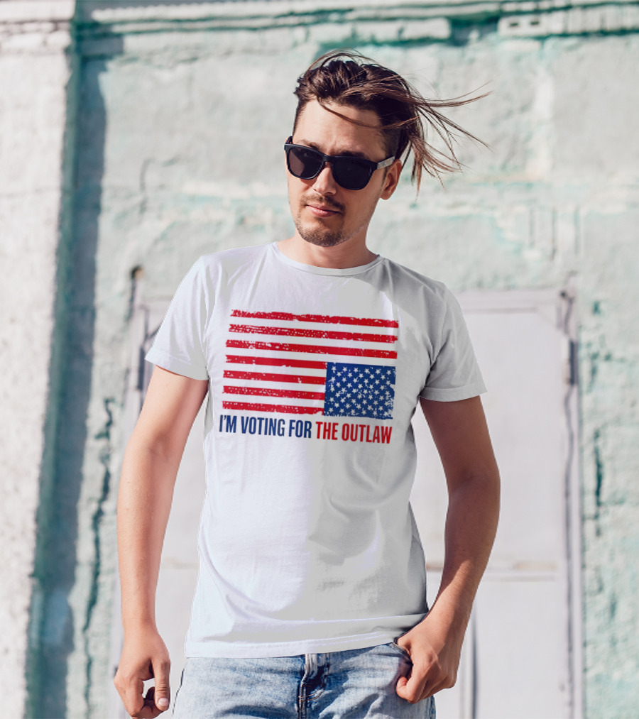 USA Flag I'm Voting For The Outlaw Distressed American T-Shirt