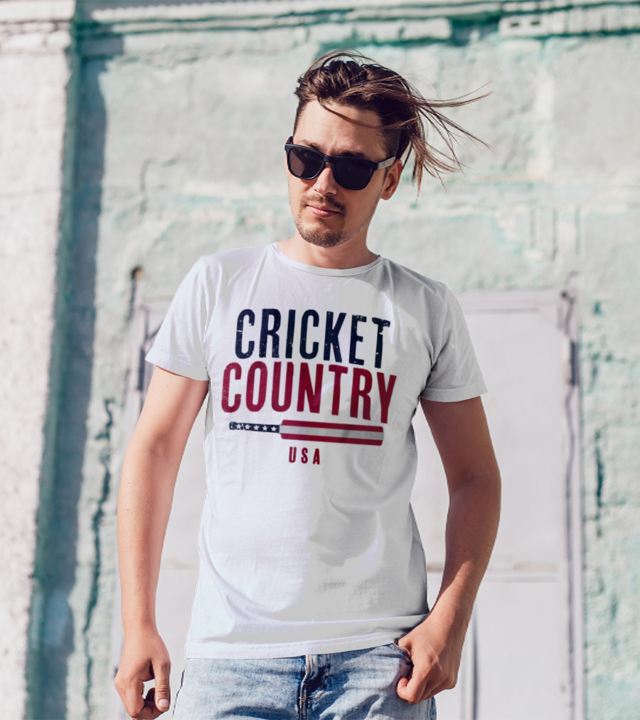 Cricket Country USA American Flag Bat T-Shirt