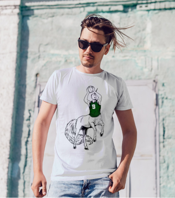 Kristaps Porzingis Unicorn Centaur Basketball Jumper 9 T-Shirt