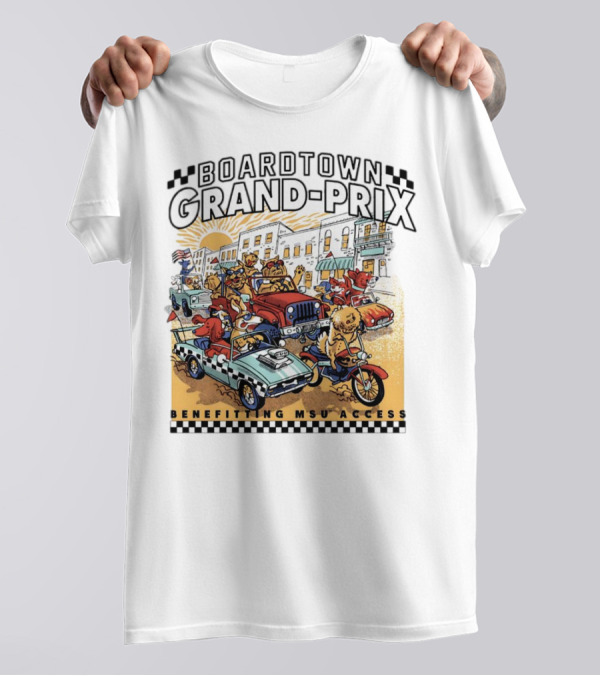Boardtown Grand-Prix Colorful Animal Parade Benefit MSU Access T-Shirt