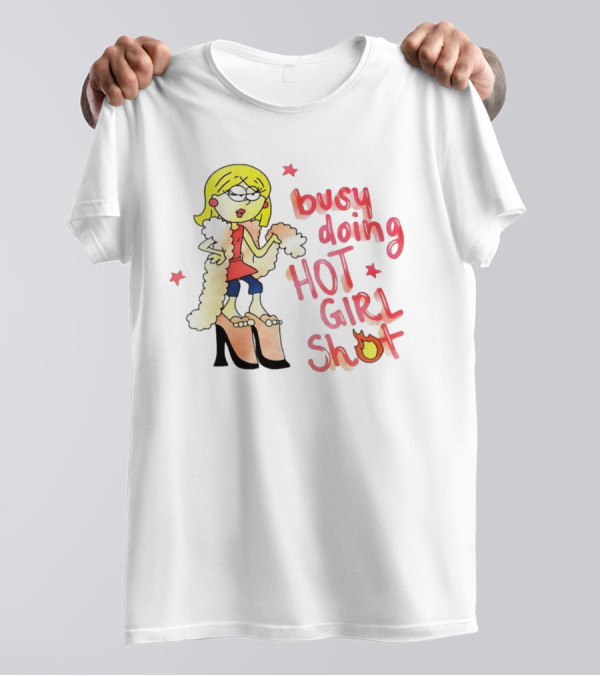 Busy Doing Hot Girl Shot Cartoon Style Fashion Humor T-Shirt