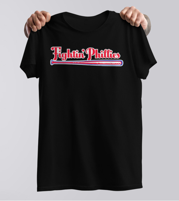 Fightin Phillies Baseball Bat Red Blue Stars T-Shirt