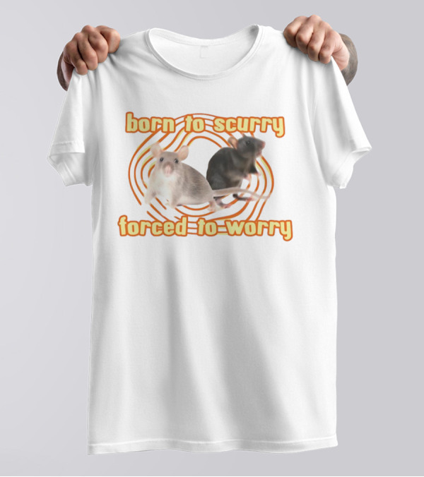 Born To Scurry Forced To Worry With Two Rats And Swirling Background T-Shirt