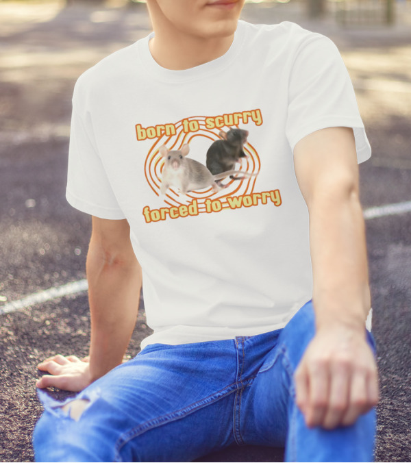 Born To Scurry Forced To Worry With Two Rats And Swirling Background T-Shirt