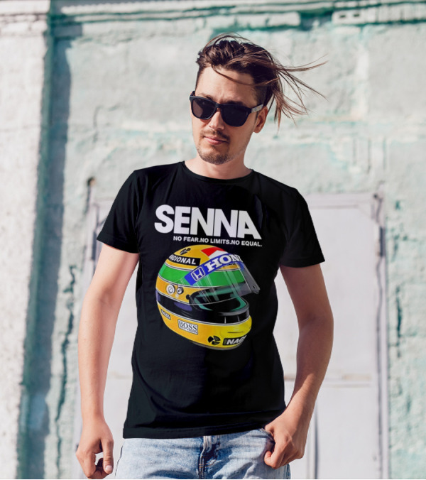 SENNA No Fear No Limits No Equal Honda Racing Helmet BOSS Nacional T-Shirt