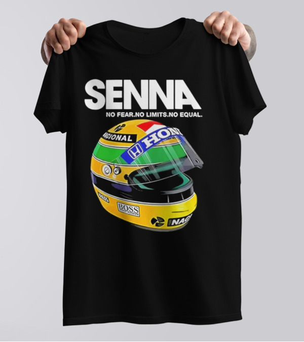 SENNA No Fear No Limits No Equal Honda Racing Helmet BOSS Nacional T-Shirt
