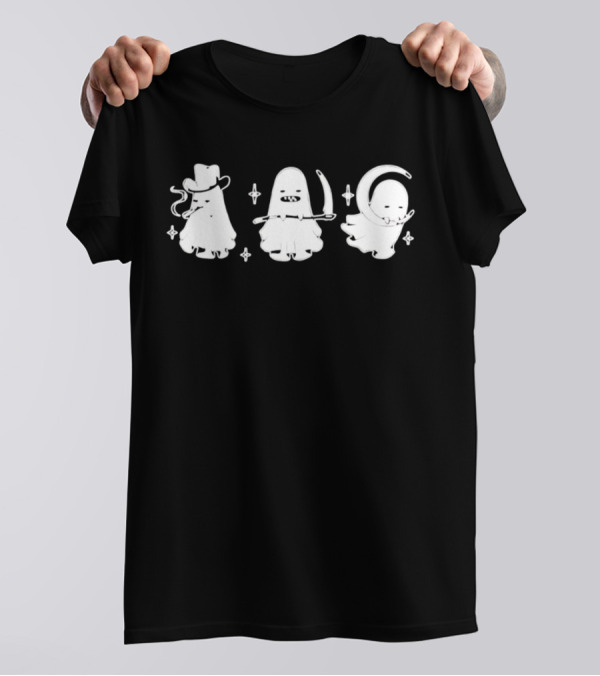 Cowboy Ghosts With Scythe And Crescent Moon T-Shirt